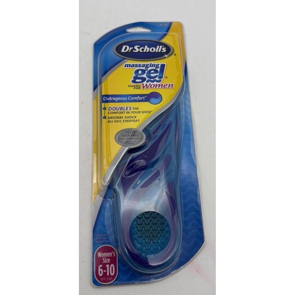 Dr Scholl’s Massaging Gel Insoles Women Size 6-10 Shock Absorption Sealed